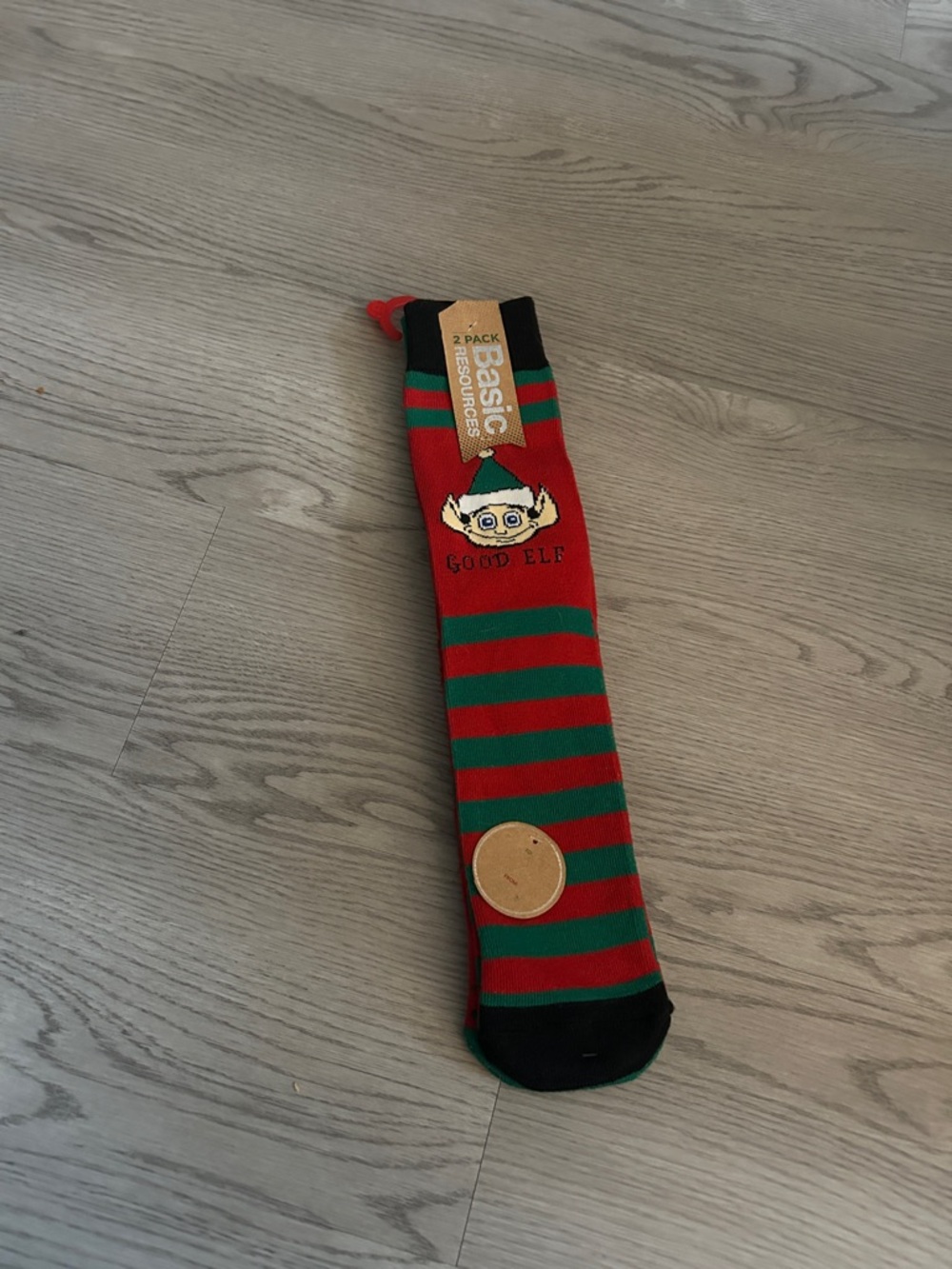 Striped Red & Green 'Good Elf' Holiday Knee Socks